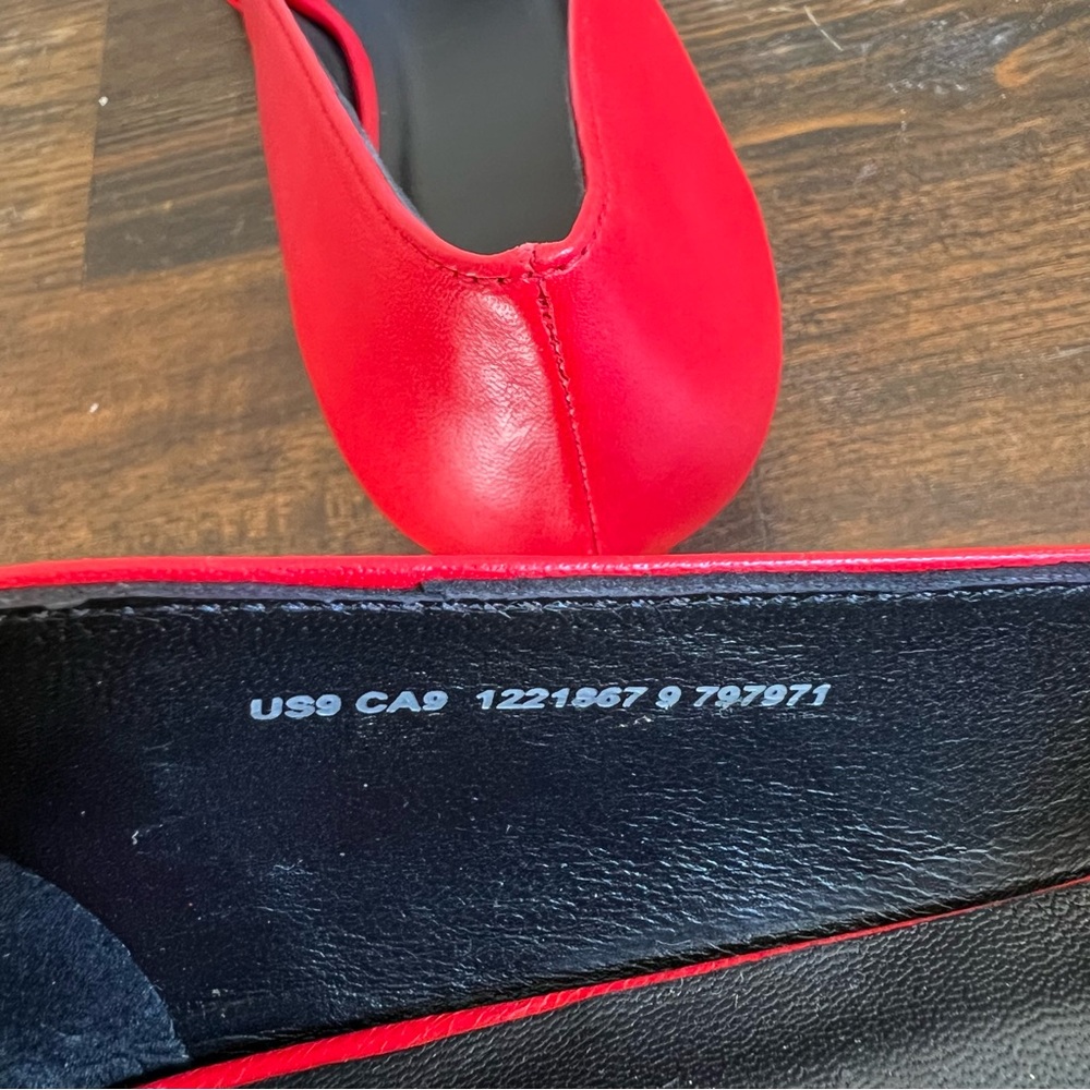COS Crisscross Strap Premium Nappa Leather Pointed Flats Red EU40 US9 - Picture 15 of 17